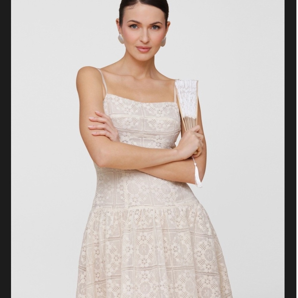 Avec Les Filles Lace Midi Dress Womens 6 NEW Natural Cream MSRP $159 - Picture 3 of 9